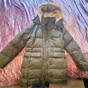 Ralph Lauren Women’s Long Down Olive Puffer with Sherpa Hood size Large